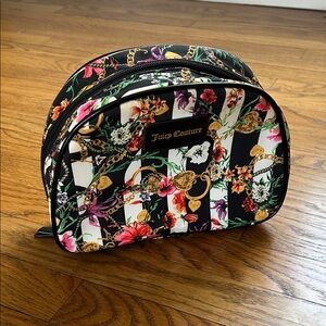 Juicy Couture Black and Floral Cosmetic Bag